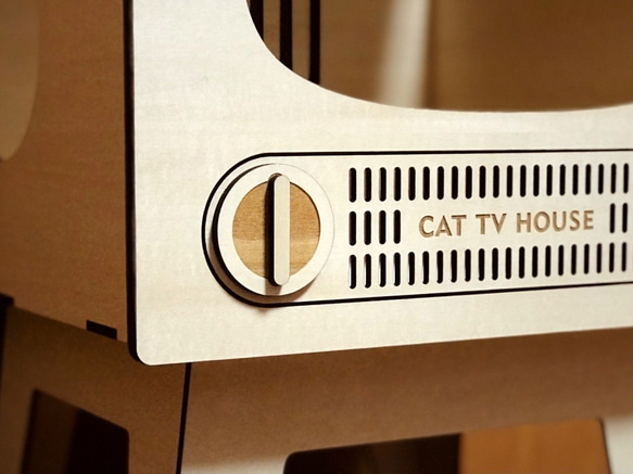 CAT TV HOUSE-L（レトロテレビ型キャットハウス Lサイズ） 6枚目の画像