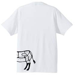 牛肉の部位Tシャツ ~パンチバージョン~【メンズ・レディース】ホワイト Tシャツ 3枚目の画像