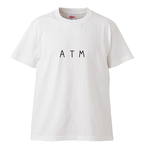 シュールなロゴシリーズ　～ATM～【ホワイト】クルーネックTシャツ ユニセックス 2枚目の画像