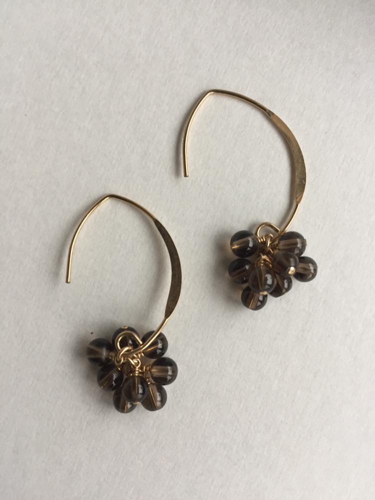 【送料無料・ギフトラッピング無料】【14kgf】【パリから発送】スモーククオーツ　ピアス