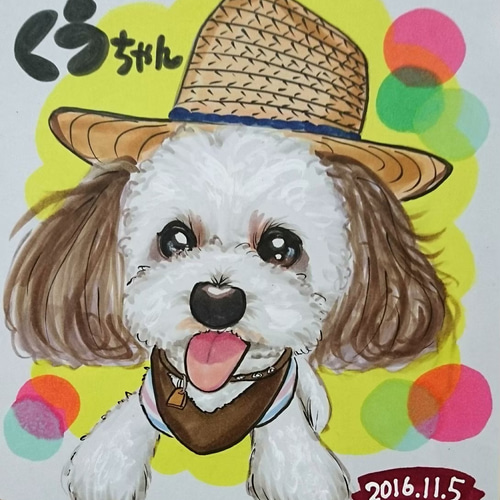 ペットの似顔絵、受付けております。 ペットちゃん似顔絵 下絵確認あり！納得のいく作品をお手元に