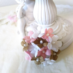 麻布花　かわいい花コサージュ　桜色　砂色　きなり 2枚目の画像
