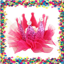 光沢 ソフト 王冠 髪飾り クリップ 誕生日 写真 撮影 クラウン（ピンク） 2枚目の画像