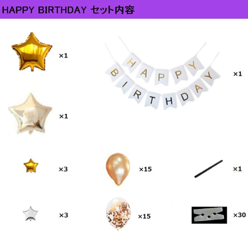 誕生日 飾り付け コンフェッティ バルーン （Happy Birthday