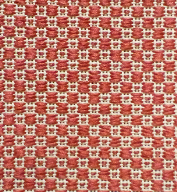 刺繍コースター（桃色・茶・格子） 2枚目の画像