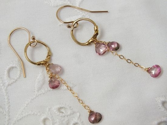 粉紅碧璽耳環“耳環” 第1張的照片
