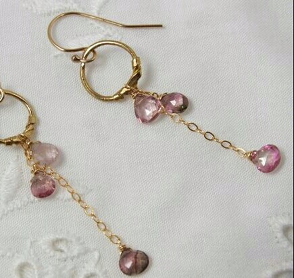 粉紅碧璽耳環“耳環夾” 第1張的照片