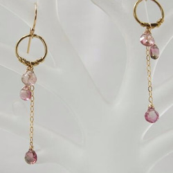 粉紅碧璽耳環“耳環夾” 第3張的照片