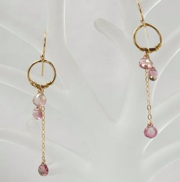 粉紅碧璽耳環“耳環夾” 第4張的照片