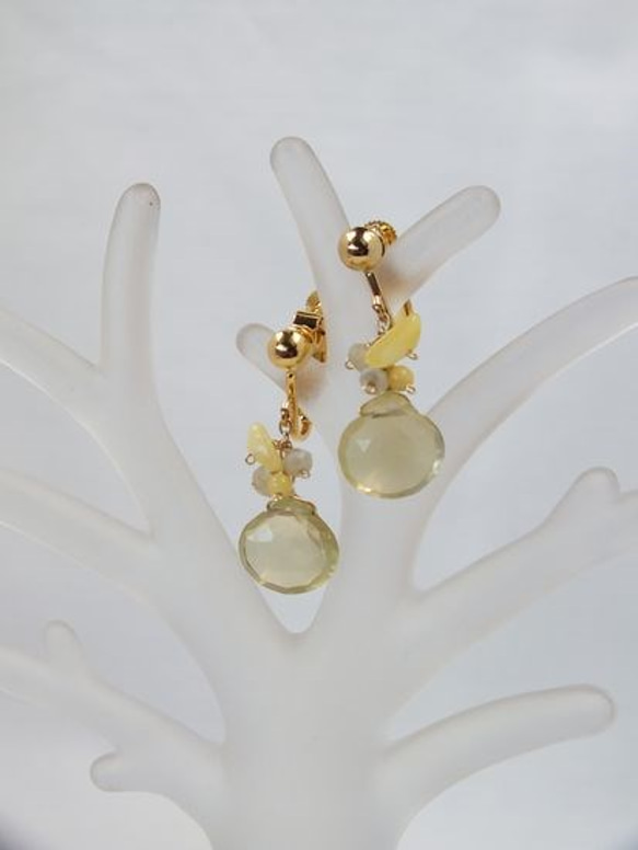 含羞草式耳環檸檬石英“耳環” 第2張的照片