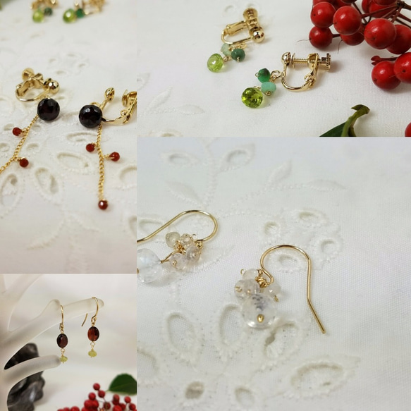 石榴石和紅瑪瑙耳環“耳環夾” 第4張的照片