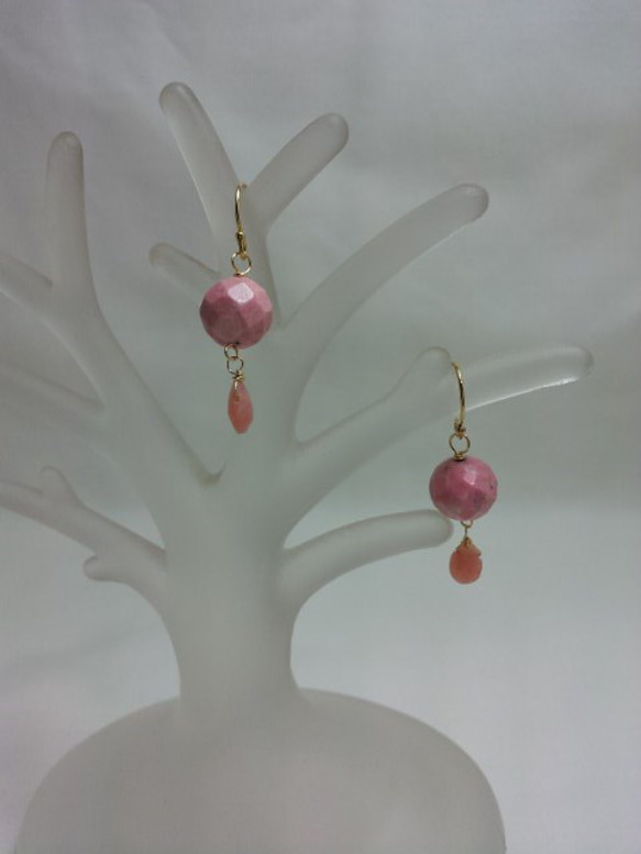 薔薇輝石和粉紅蛋白石耳環“耳環” 第1張的照片