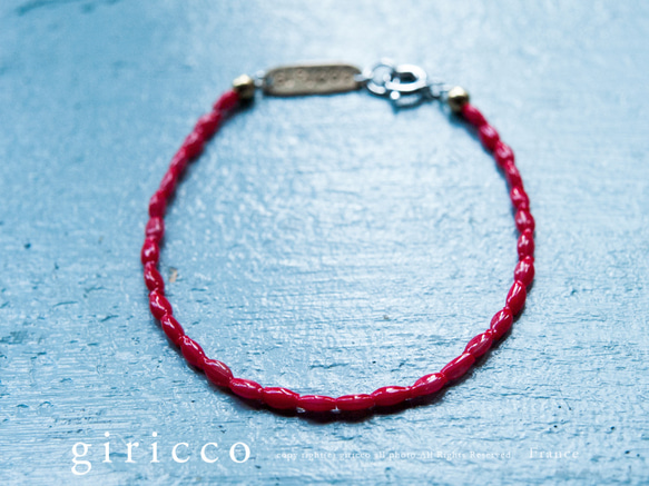 來自法國的罕見而美麗的紅色舒芙蕾玻璃手鍊（TJ10911） 第3張的照片