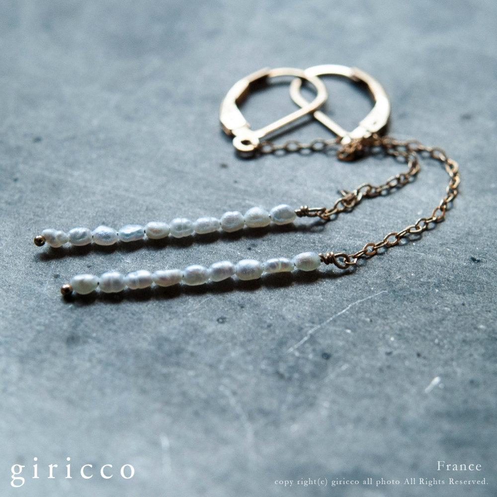 ジャーマンフックのシンプルスマートな淡水パールのピアス。（TJ10950）