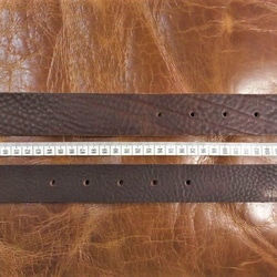 一枚革のベルト（ヌメ革・ダブルショルダー・焦げ茶色・幅35ミリ）Lサイズ84～96cm・LLサイズ94～106cm 3枚目の画像