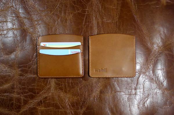 2段カードケース（ヌメ革）イタリアンレザー・シボ革 5枚目の画像