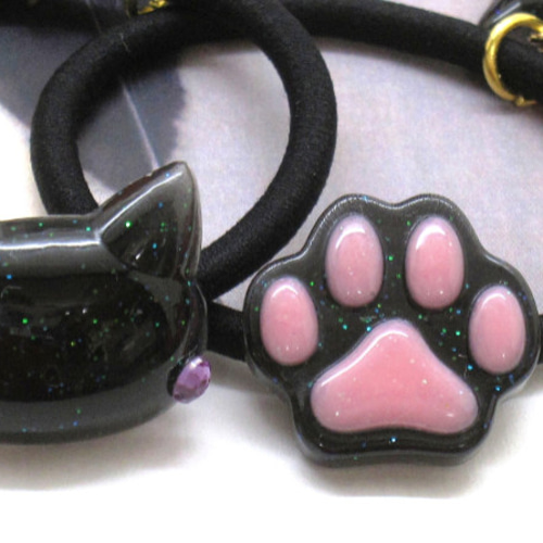 ひなた様 レジンヘアゴム 黒猫ちゃん ジャック・オー・ランタンNo.1383