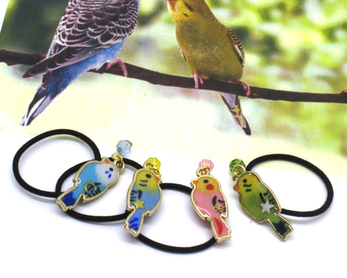 確認　ヘアゴム ヘアリボン ツインテール　1233　小鳥　インコ 確認 ヘアゴム ヘアリボン ツインテール 1233 小鳥 インコ