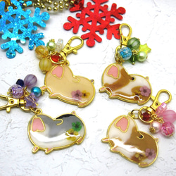 ハムスターの大あくび レジンミニキーホルダー☆チャーム 2点セット