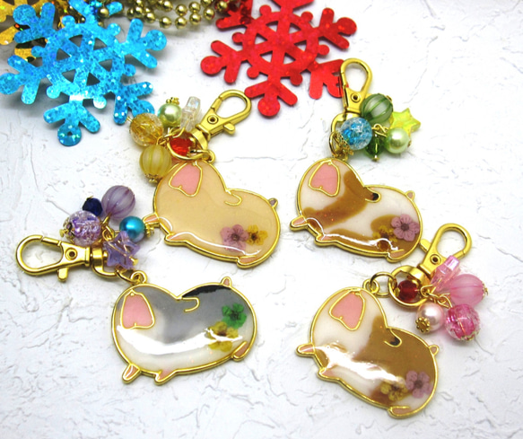 ハムスターの大あくび レジンミニキーホルダー☆チャーム 2点セット