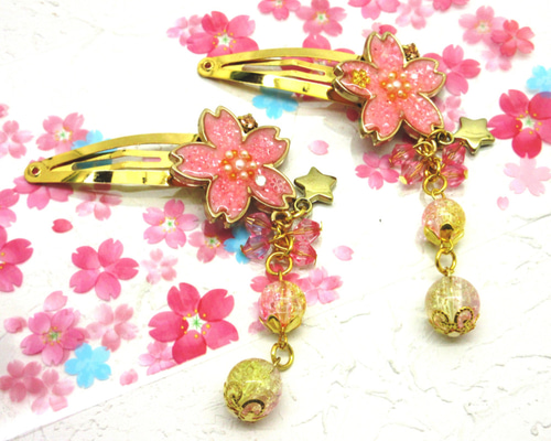 桜咲くキラキラパッチンピン☆ピンク