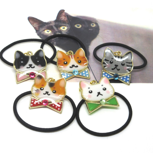 ひなた様お取置きです。レジンヘアゴム 実りの秋 猫ちゃんNo.657