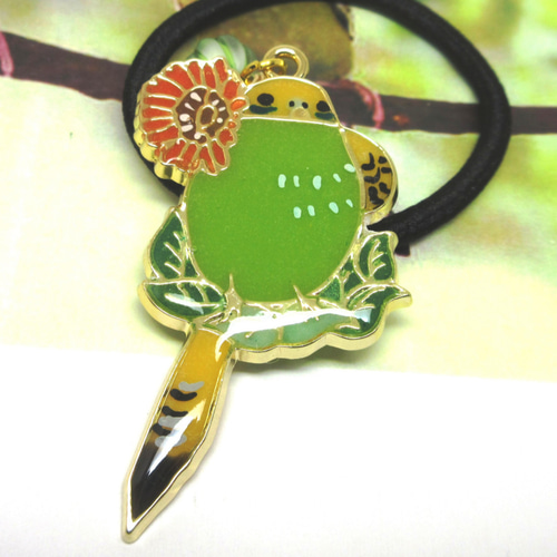 もちもち様 10.21 黄色のセキセイインコ レジンヘアゴム フラワー