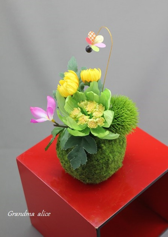 ふきのとうの苔玉飾り＊ アートフラワー Grandma Alice 通販 4855356