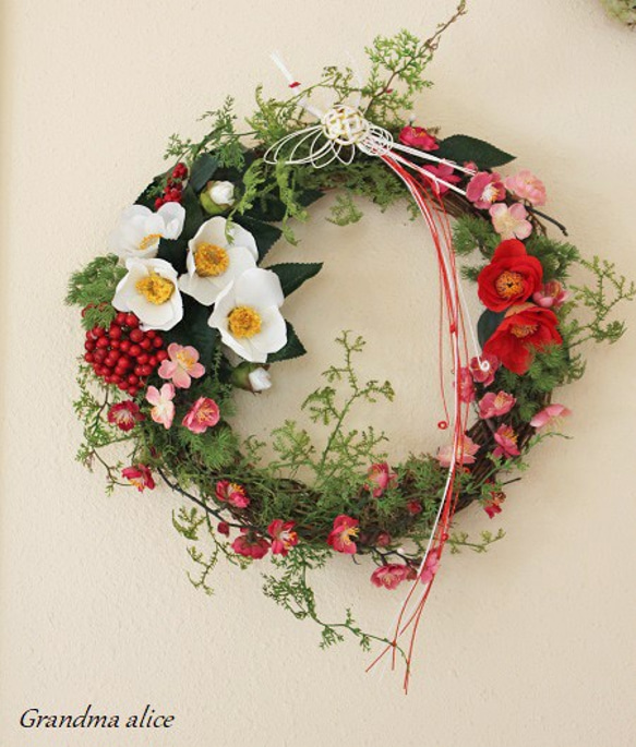 ＊特価 しだれ梅のめでたwreath*Lサイズ＊ 1枚目の画像