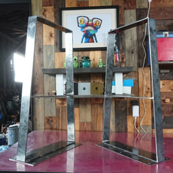 無塗装でアイアンなフラット鉄脚♪ 50×400（床面300）×650mm 台形型 2  