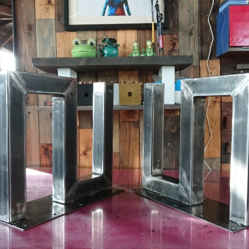 無塗装でアイアンな極太鉄脚♪50×400×350mm N型 vol.02 2脚ver  