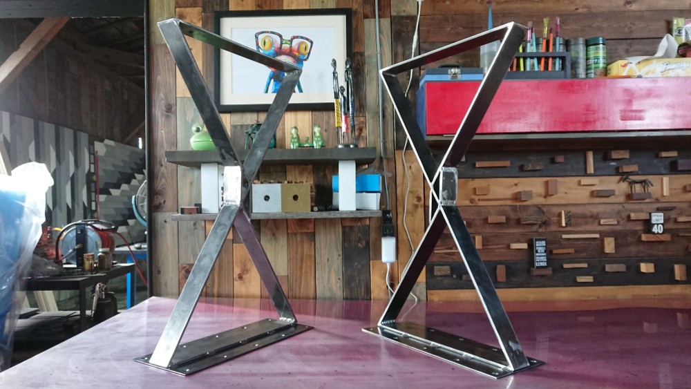 無塗装でアイアンなフラット鉄脚♪50×400×650mm 台形型 vol.2 2脚ver.