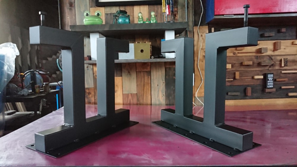 マットブラックでアイアンな極太鉄脚♪50×400×350mm π型 2脚ver. 塗装色変更可