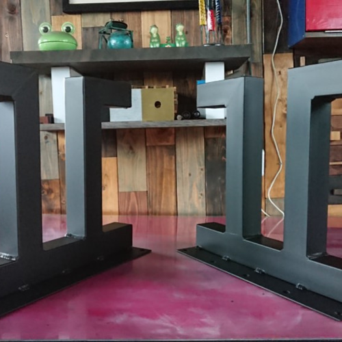 マットブラックでアイアンな極太鉄脚♪50×400×350mm π型 2脚ver. 塗装  