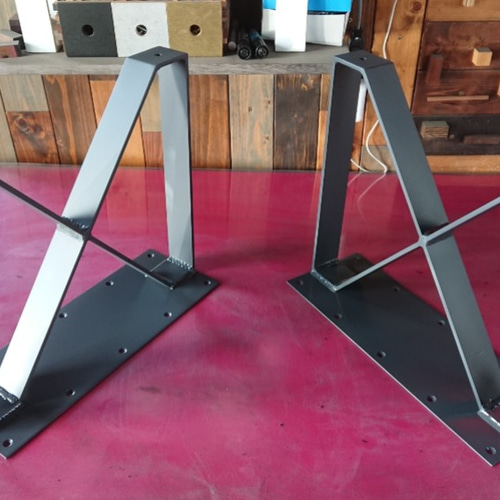 マットグレーでアイアンなフラット鉄脚♪50×400×350mm ∞型 2脚ver 