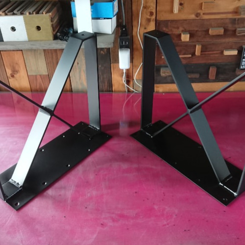 マットブラックでアイアンなフラット鉄脚♪50×400×350mm ∞型 2 マットブラックでアイアンなフラット鉄脚♪50×400×350mm ∞型 2