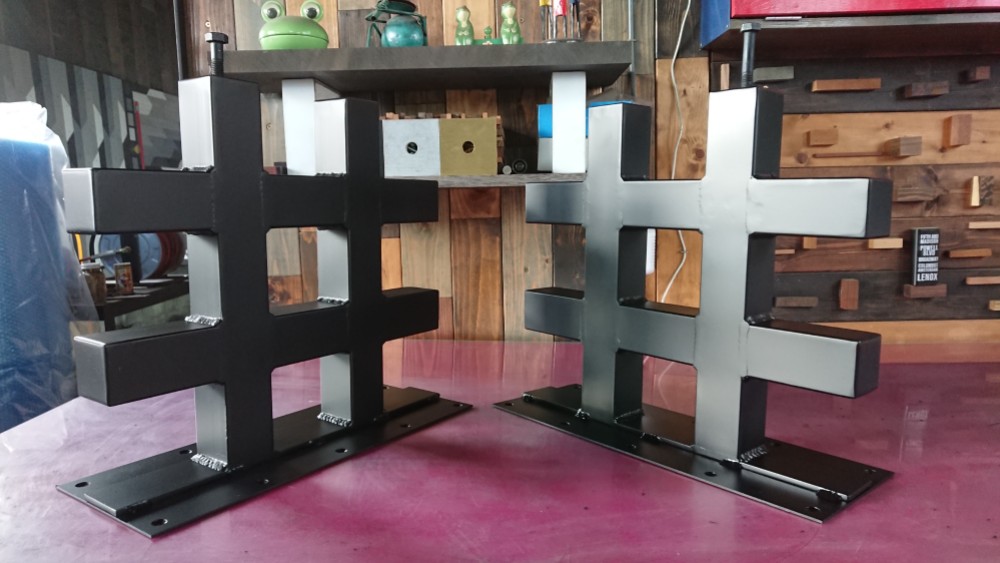 マットブラックでアイアンな極太鉄脚♪50×400×350mm 井型 2脚ver.