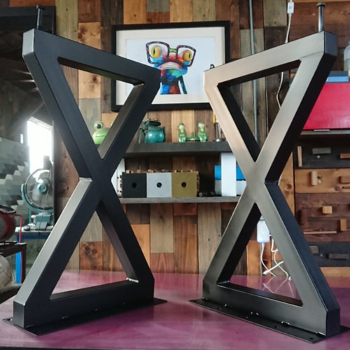 マットブラックでアイアンな極太鉄脚♪50×400×650mm 8型 2脚ver  