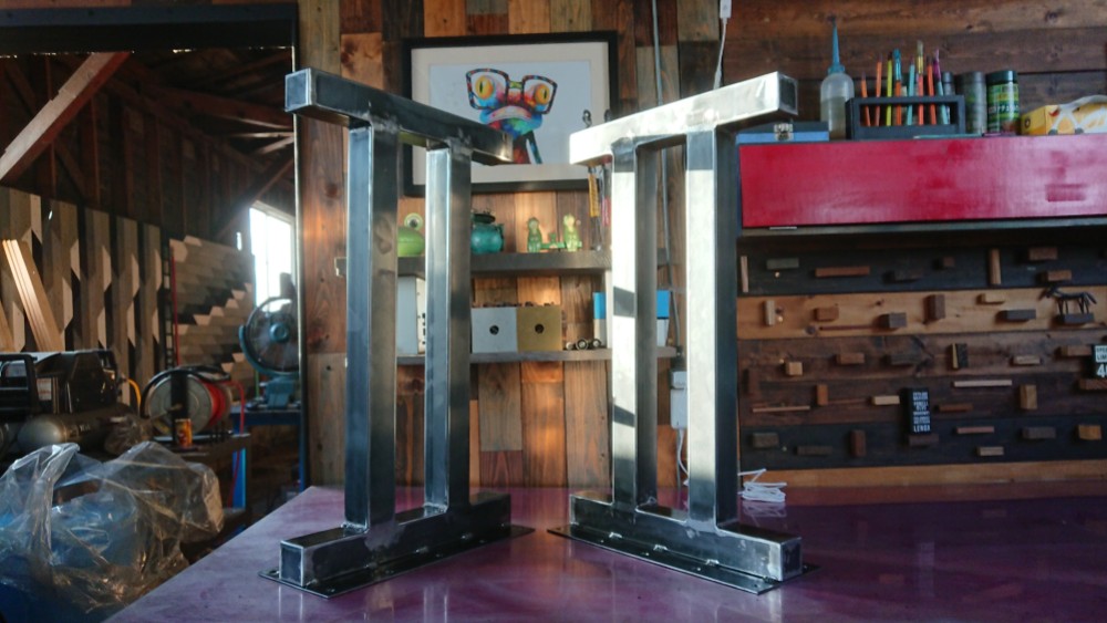 無塗装でアイアンな極太鉄脚♪50×400×650mm Ⅱ型 2脚ver. ダイニングテーブル