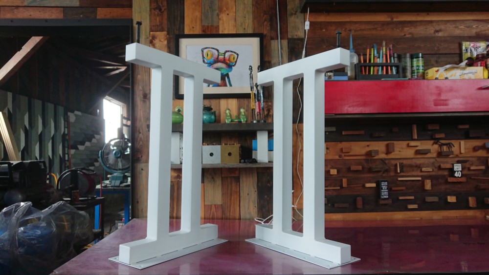 マットホワイトでアイアンな極太鉄脚♪50×400×650mm Ⅱ型 2脚ver. ダイニングテーブル 塗装色変更可