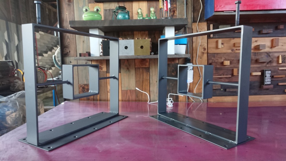 マットグレーでアイアンなフラット鉄脚♪ 50×400×350mm 回型 2脚ver.