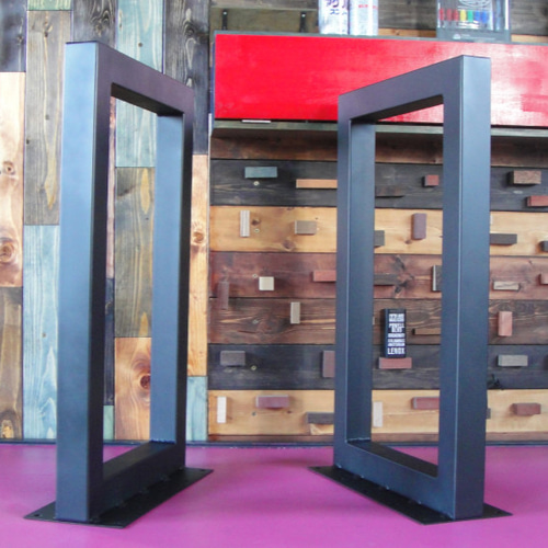 マットブラックでアイアンな極太鉄脚♪ 50×400×650mm □型 2脚ver