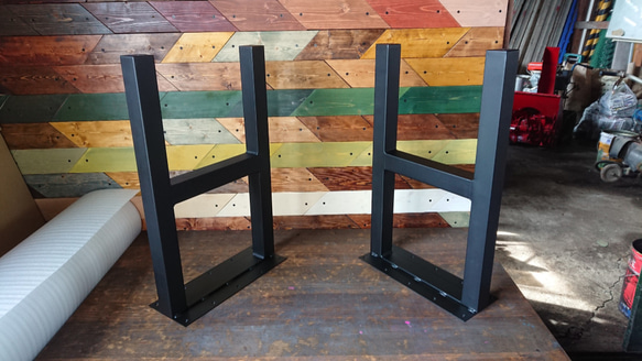 マットブラックでアイアンな極太鉄脚♪50×400×650mm H型 2脚ver