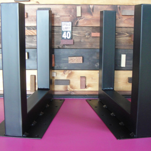 マットブラックでアイアンな極太鉄脚♪50×400×350mm Π型 2脚ver  