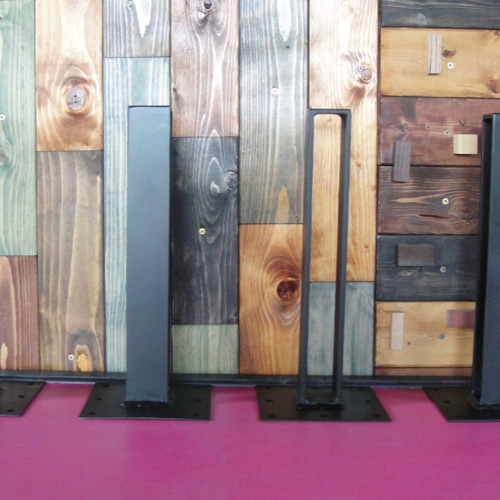 マットブラックでアイアンなフラット鉄脚♪ 50×62×350mm □型 4脚ver  