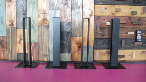 マットブラックでアイアンなフラット鉄脚♪ 50×62×350mm □型 4脚ver  