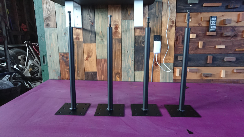 マットブラックでアイアンな丸鉄脚♪ 21.7×350ｍｍ 4脚Ver. リビング・ローテーブル 塗装色変更可