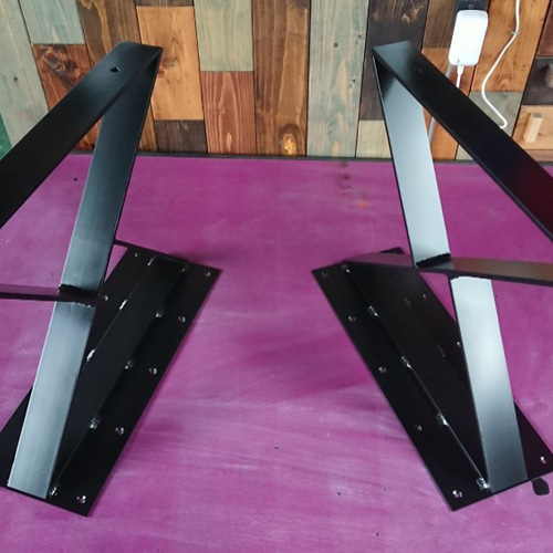 マットブラックでアイアンなフラット鉄脚♪ 50×400×350mm 台形型 vol 