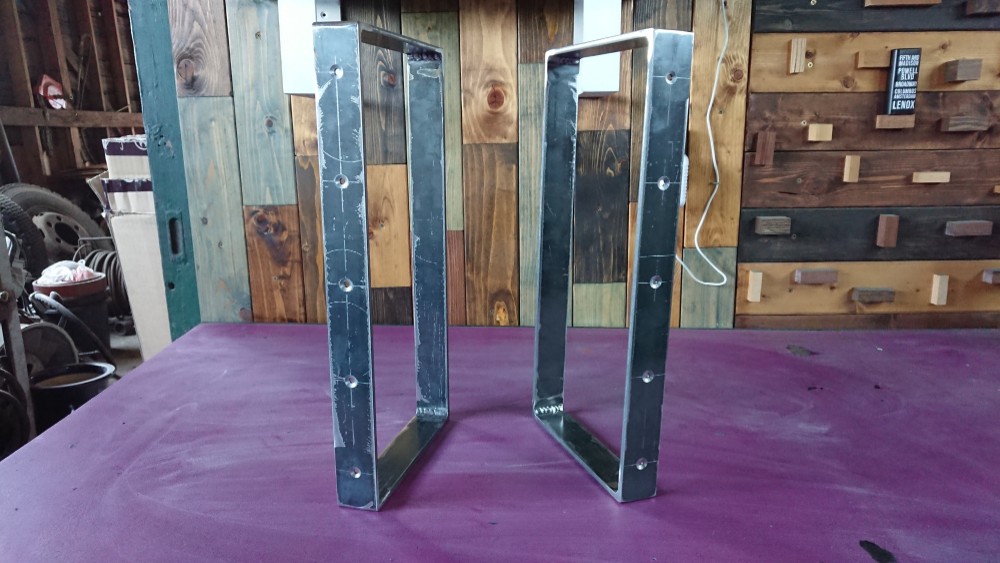 無塗装でアイアンな万能金物♪ 38×200×400mm □型 2個セット 壁棚受け シェルフ中骨 鉄脚 ベンチ脚