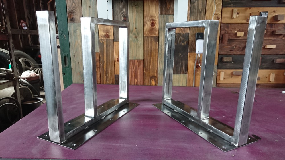 無塗装でアイアンな極細鉄脚♪ 40×400×350mm の型 2脚ver. Vol.02 リビング・ローテーブル